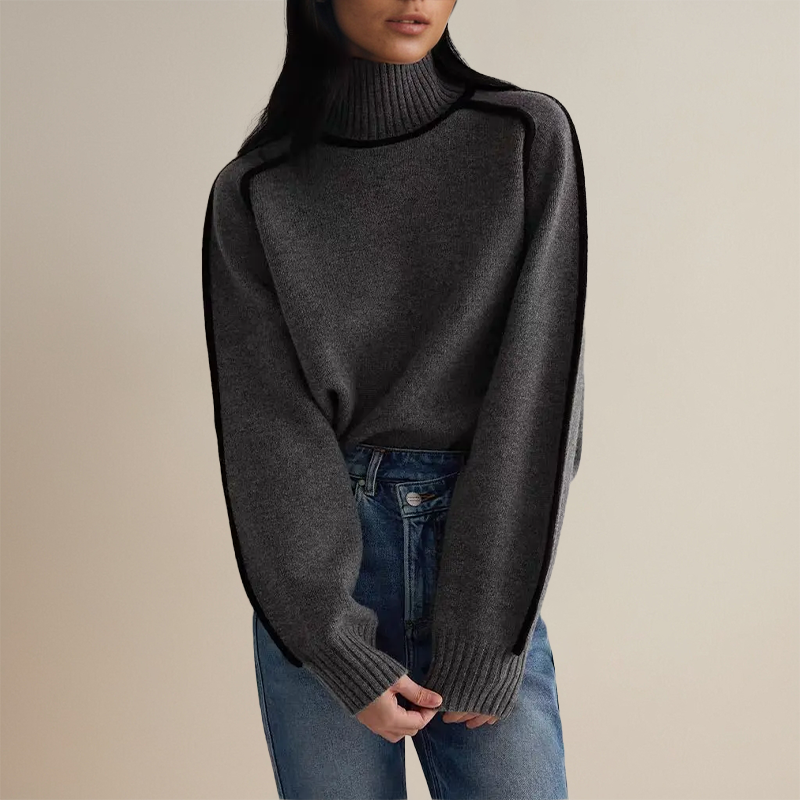 Belvenza | Maglione a Collo Alto in Cashmere Beige
