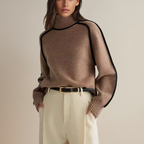 Belvenza | Maglione a Collo Alto in Cashmere Beige