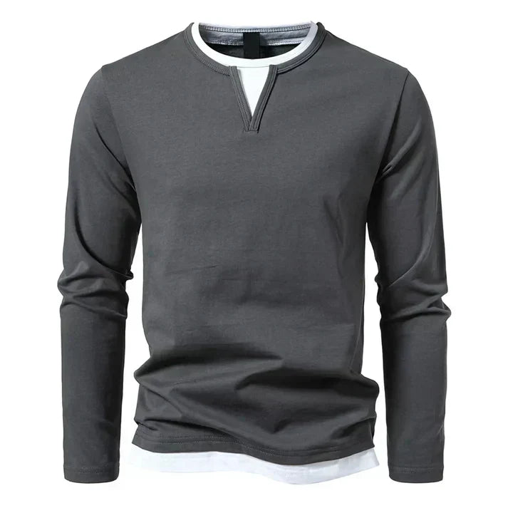 Belvenza | Maglietta a Maniche Lunghe in Cotone Pettinato Premium