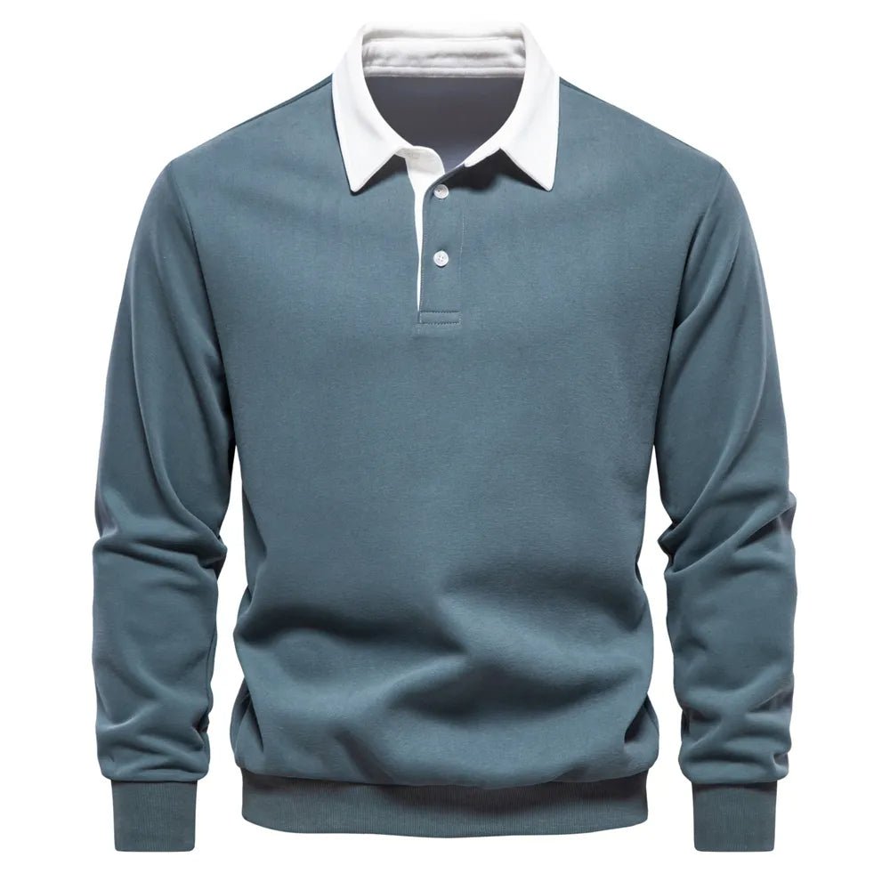 Belvenza | Polo Rugby Classica per Uomini in Cotone Blu