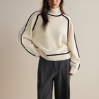 Belvenza | Maglione a Collo Alto in Cashmere Beige