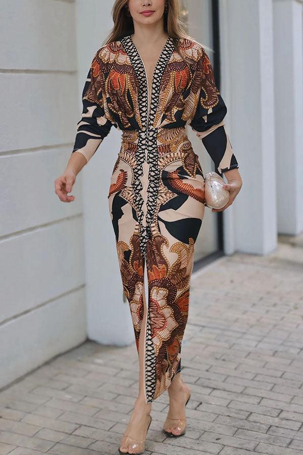 Belvenza | Abito Midi Dolman con Stampa Unica
