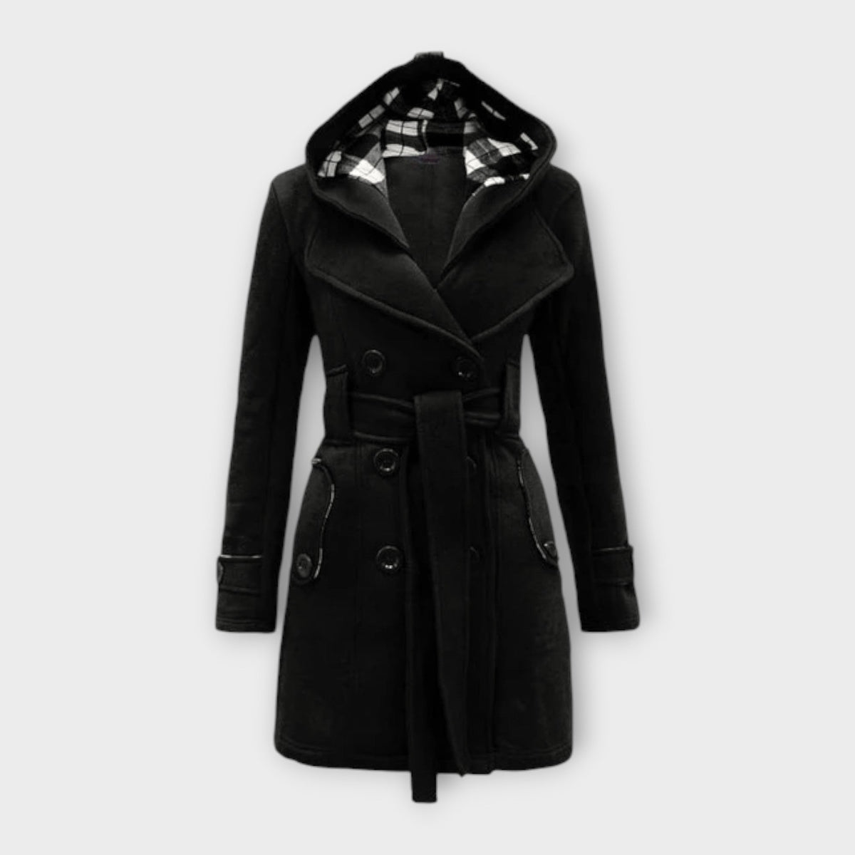 Belvenza | Cappotto Elegante di Transizione in Tessuto Nero