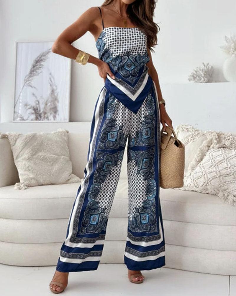 Belvenza | Set Elegante di Top e Pantaloni per Vacanza