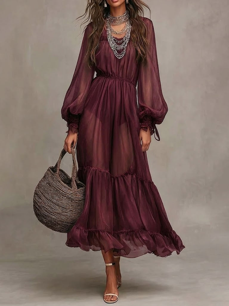 Belvenza | Abito Midi Elegante con Scollo a V