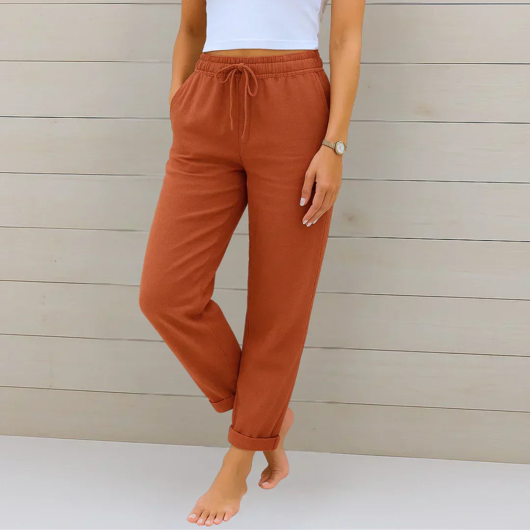 Belvenza | Pantaloni Elasticizzati in Tessuto Nero
