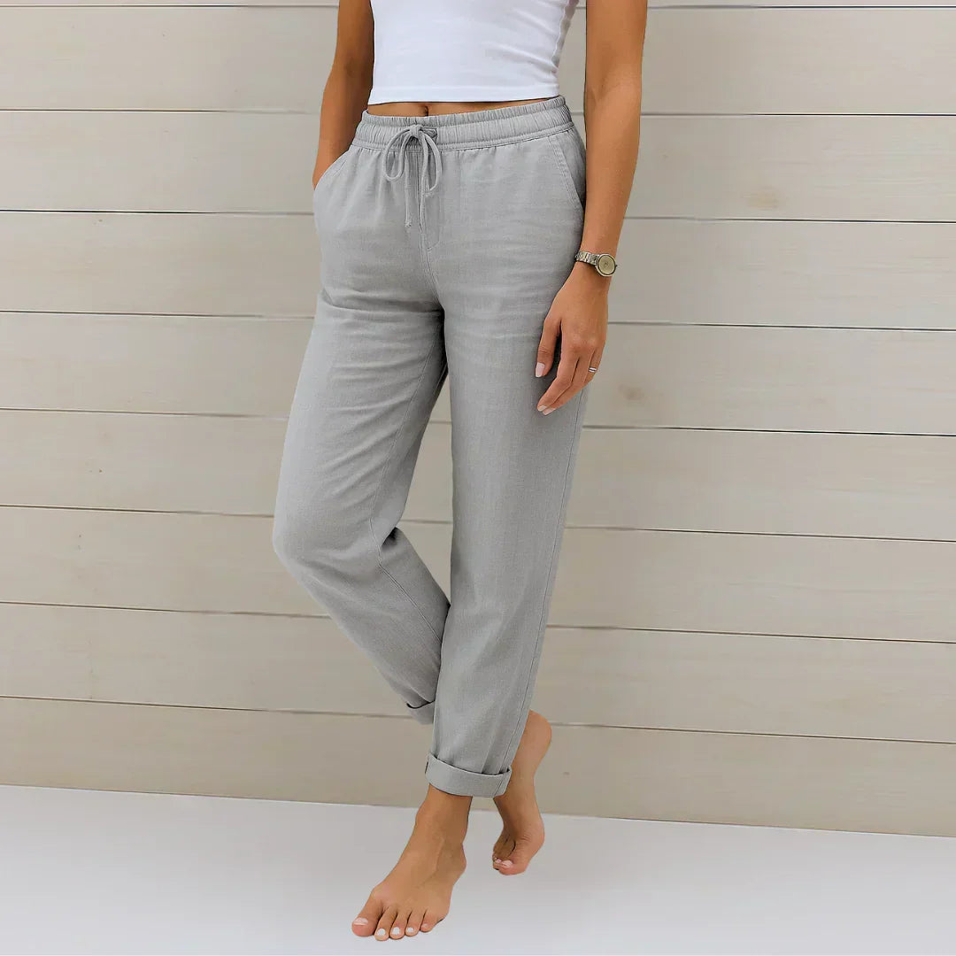 Belvenza | Pantaloni Elasticizzati in Tessuto Nero