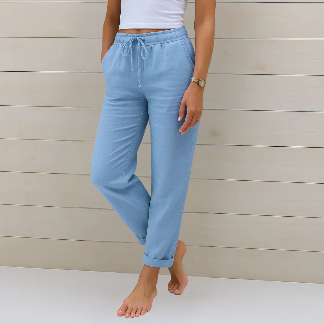 Belvenza | Pantaloni Elasticizzati in Tessuto Nero