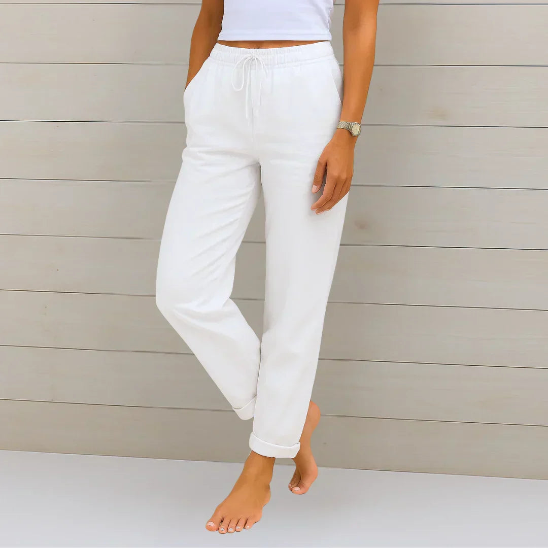 Belvenza | Pantaloni Elasticizzati in Tessuto Nero