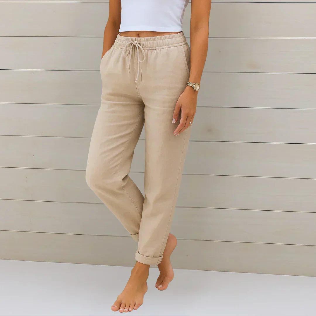 Belvenza | Pantaloni Elasticizzati in Tessuto Nero