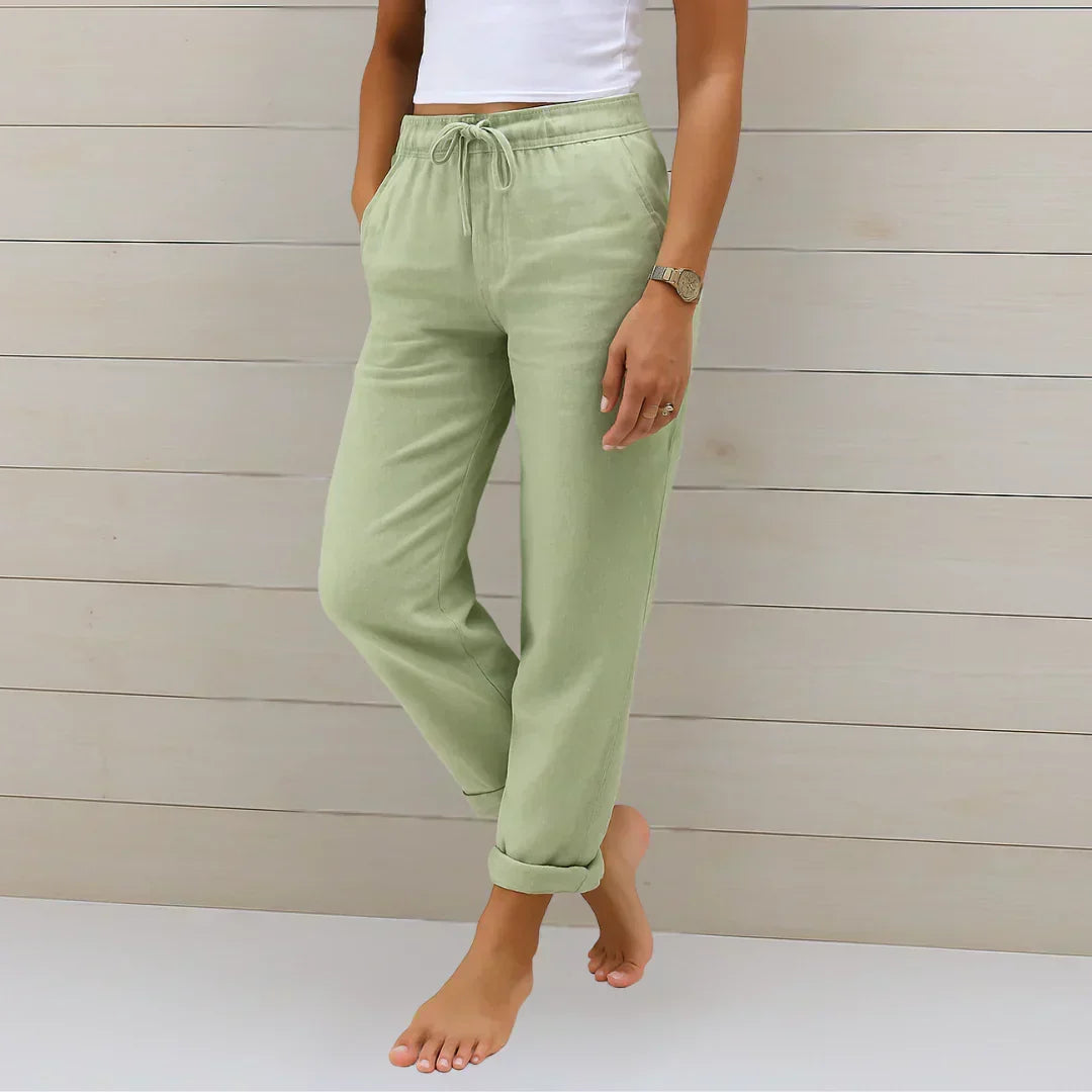 Belvenza | Pantaloni Elasticizzati in Tessuto Nero