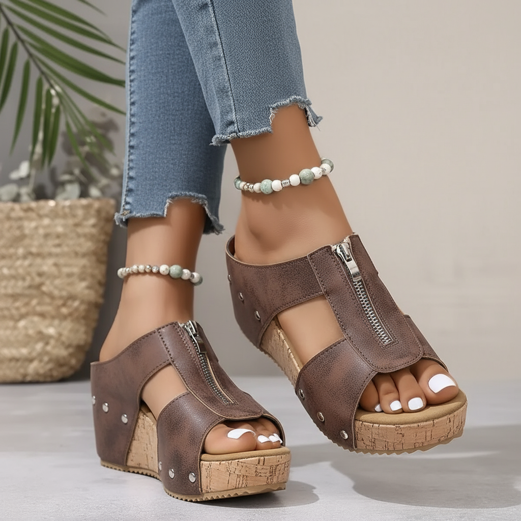 Belvenza | Sandali con Zeppa Eleganti Neri