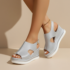 Belvenza | Sandali con Zeppa Beige Maeve