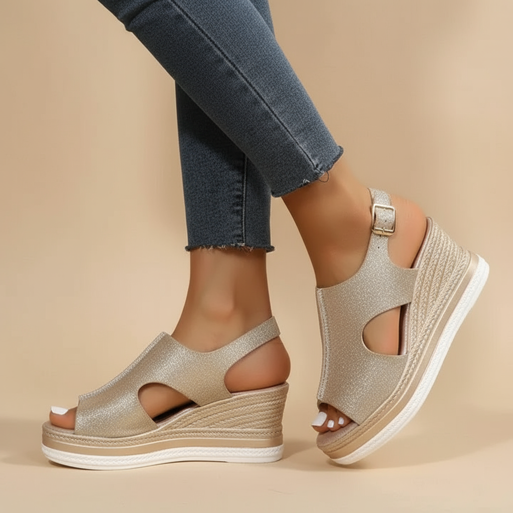 Belvenza | Sandali con Zeppa Beige Maeve