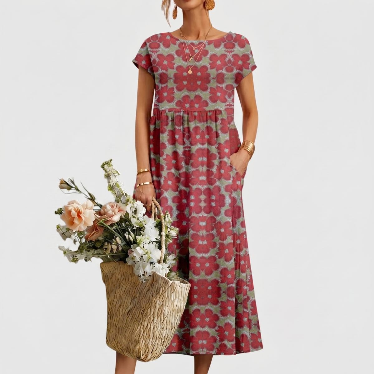 Belvenza | Abito Chic con Fiori Colorati