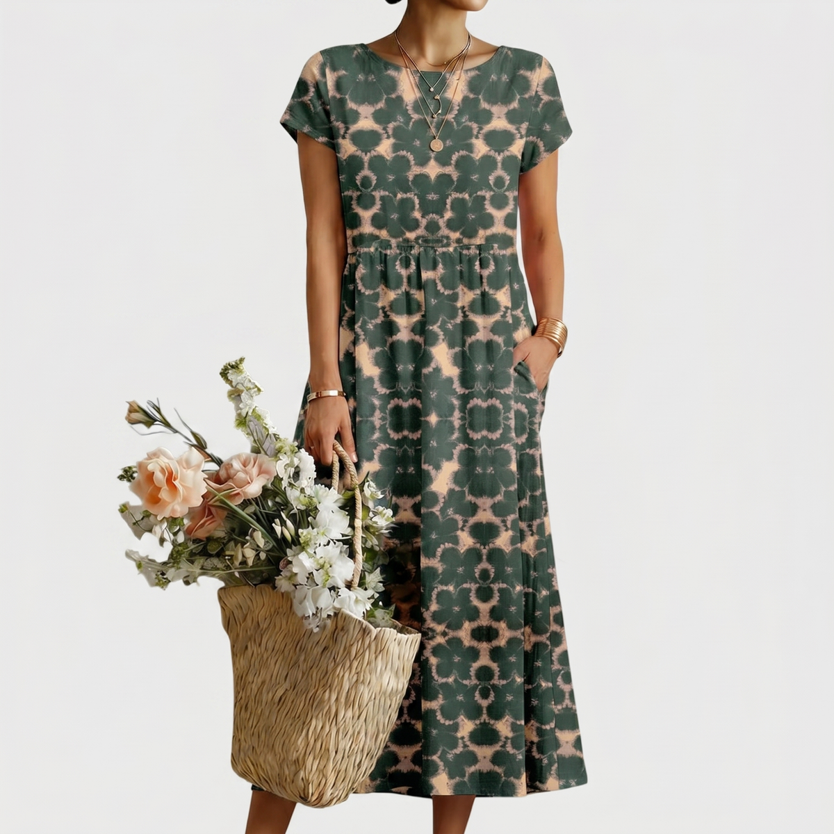 Belvenza | Abito Chic con Fiori Colorati