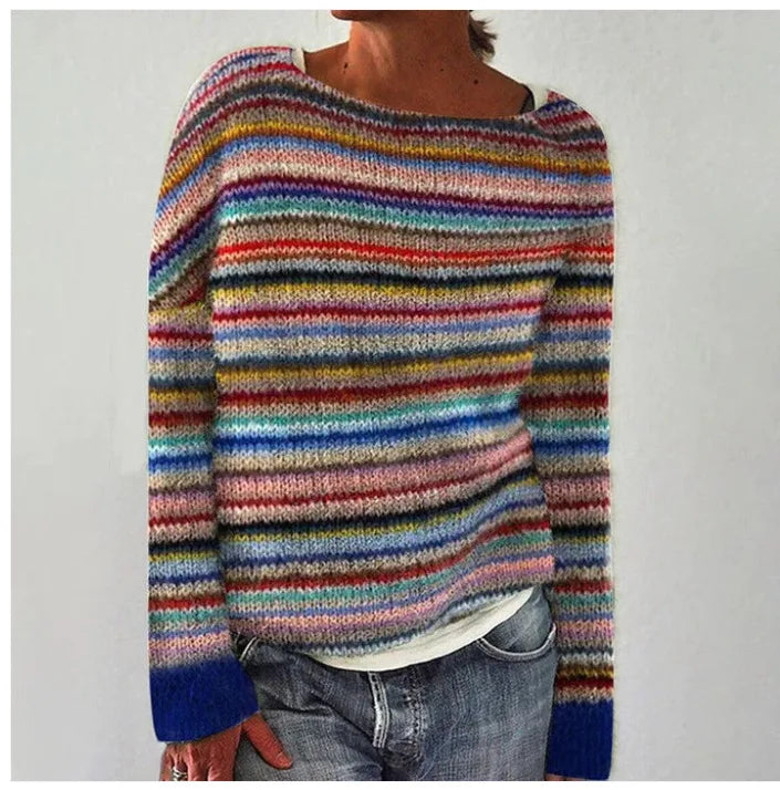 Belvenza | Maglione Retro in Colore Neutro