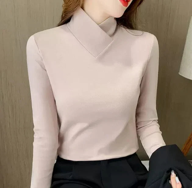 Belvenza | Maglione Elegante con Collo Alto in Grigio