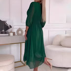 Belvenza | Abito Avvolgente Elegante in Tessuto Nero