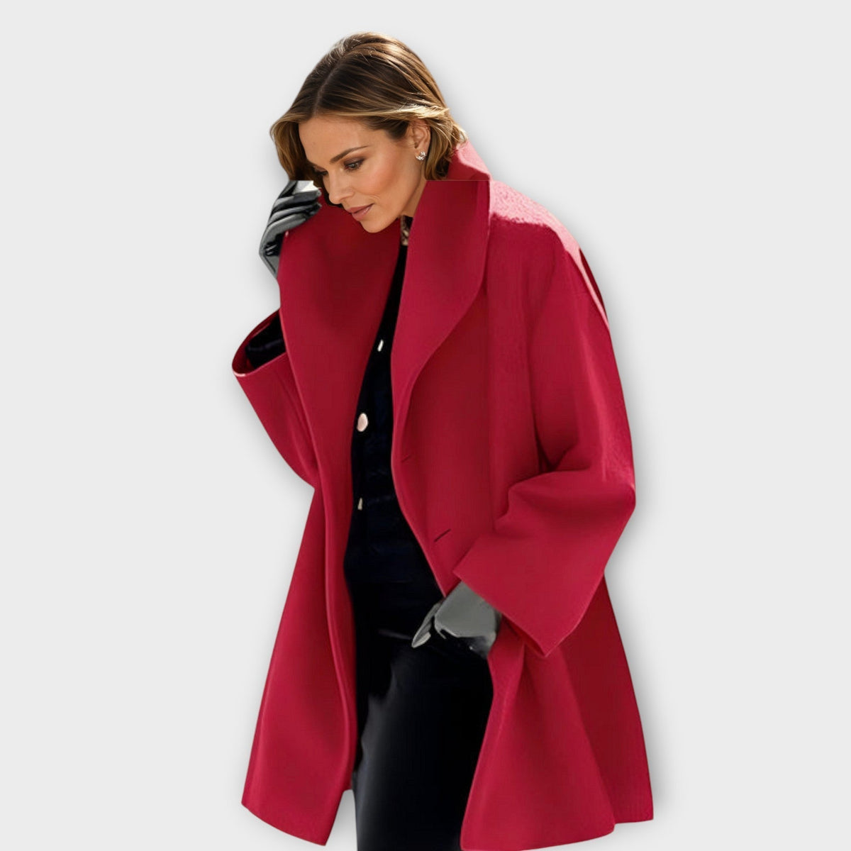 Belvenza | Cappotto Elegante con Cappuccio Nero