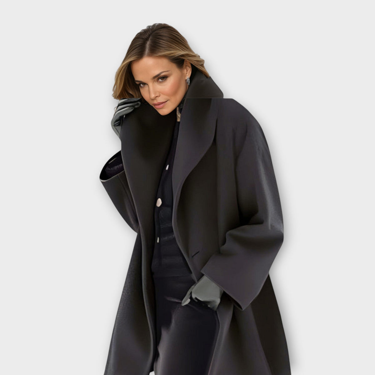 Belvenza | Cappotto Elegante con Cappuccio Nero
