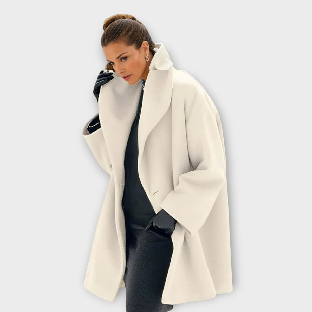 Belvenza | Cappotto Elegante con Cappuccio Nero