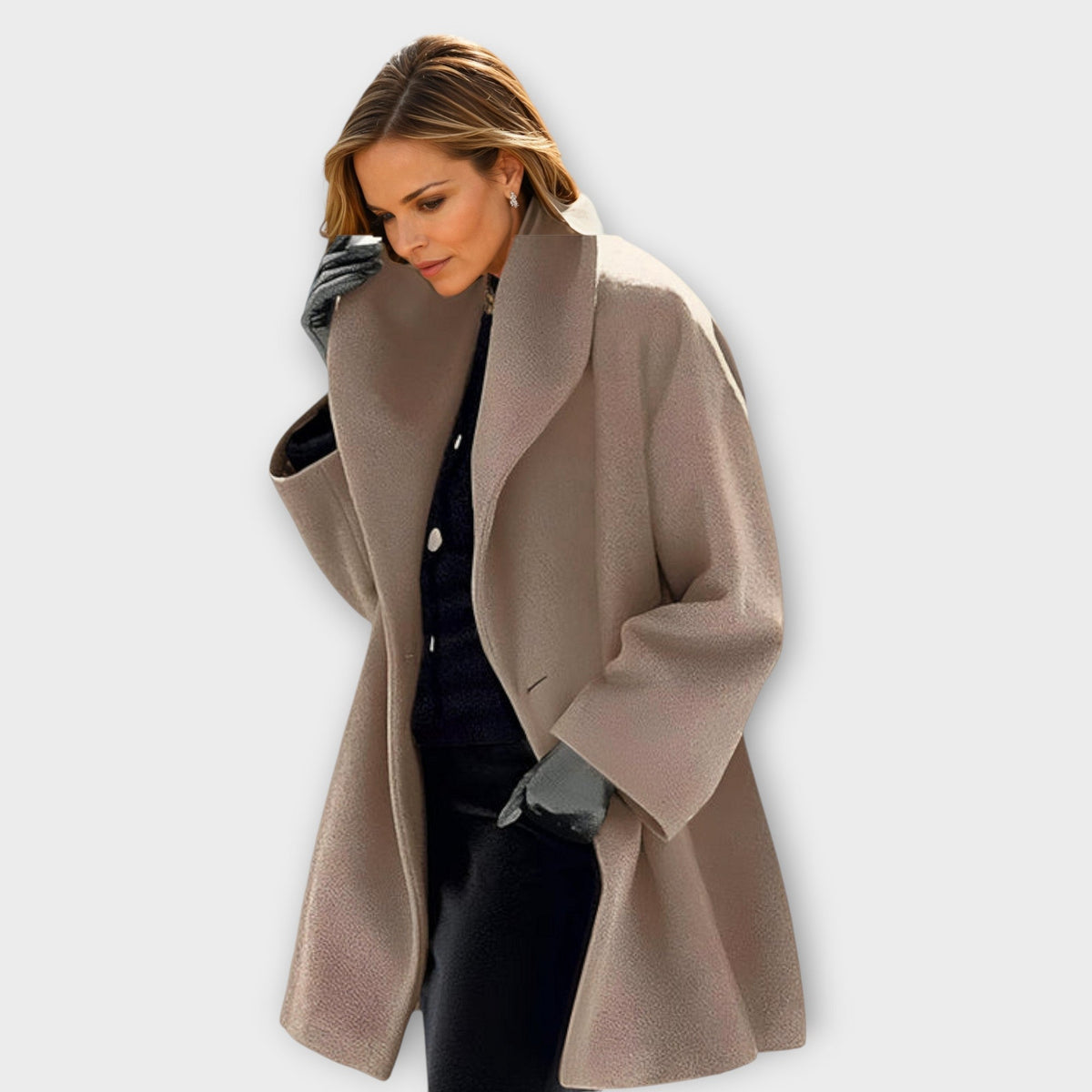 Belvenza | Cappotto Elegante con Cappuccio Nero