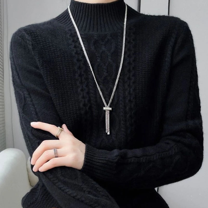 Belvenza | Maglione a Collo Alto in Morbido Tessuto