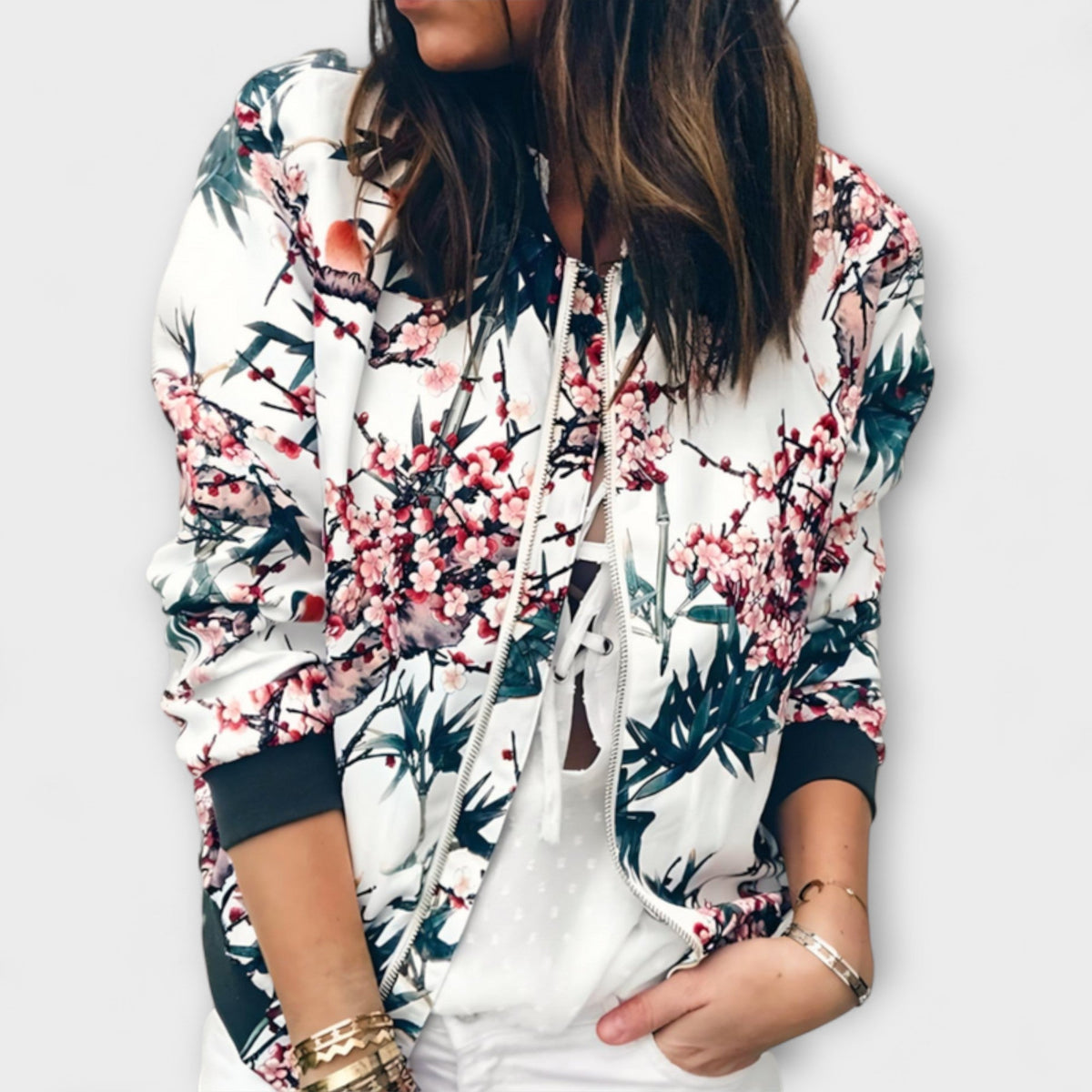 Belvenza | Cardigan Elegante con Zip in Maglia Grigia