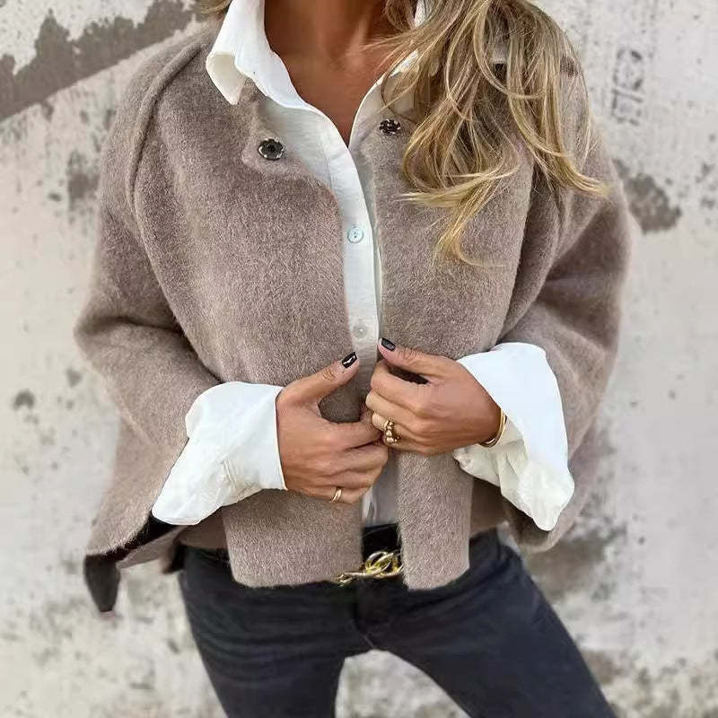 Belvenza | Cappotto Elegante in Stoffa Grigia