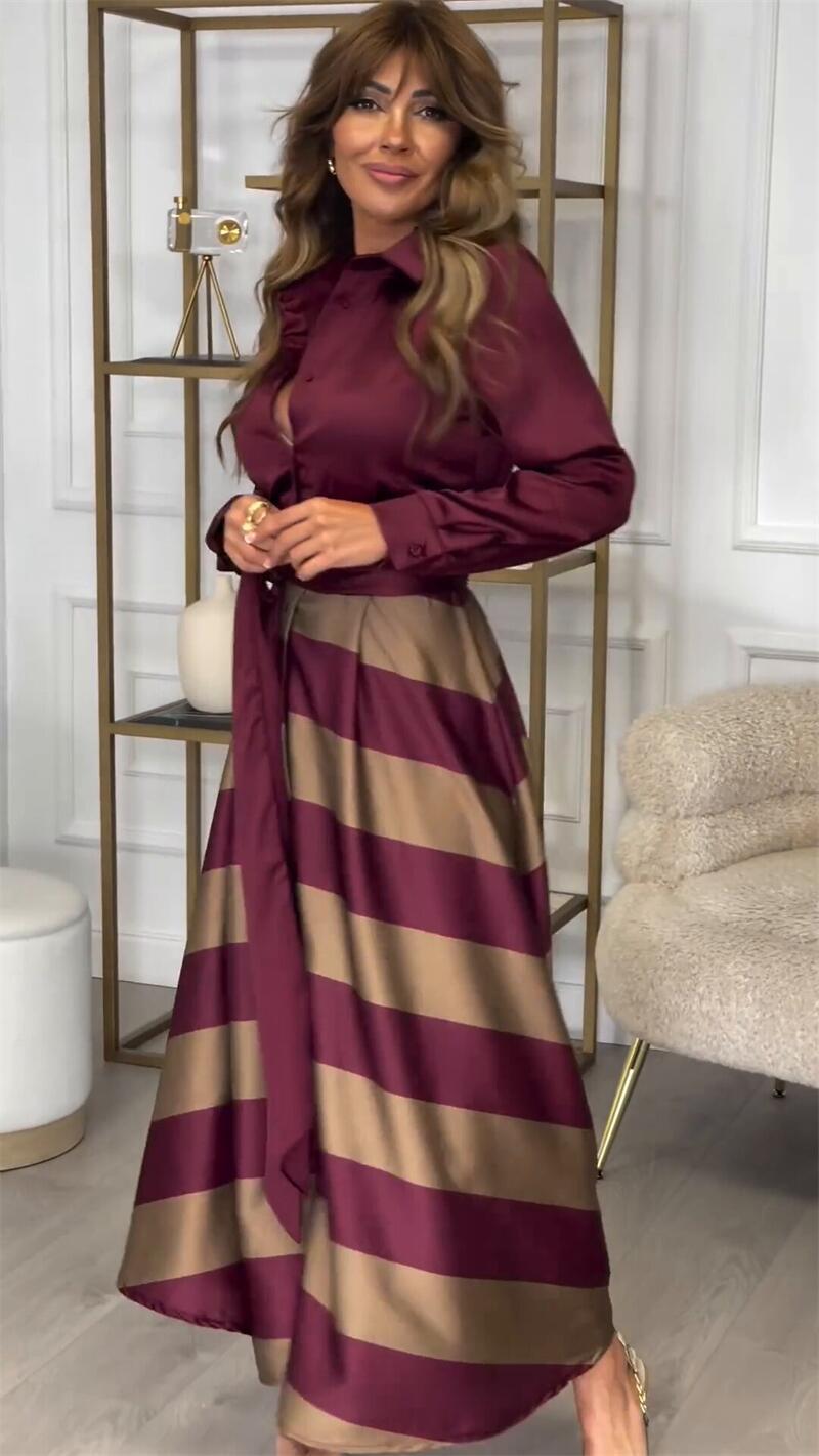 Belvenza | Maxi Abito a Righe Elegante