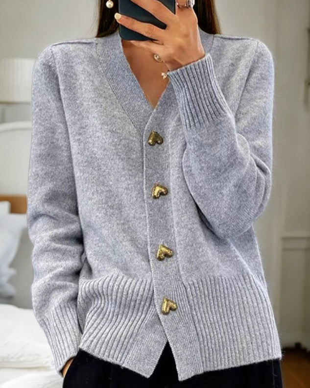 Belvenza | Cardigan Elegante in Maglia Grigia