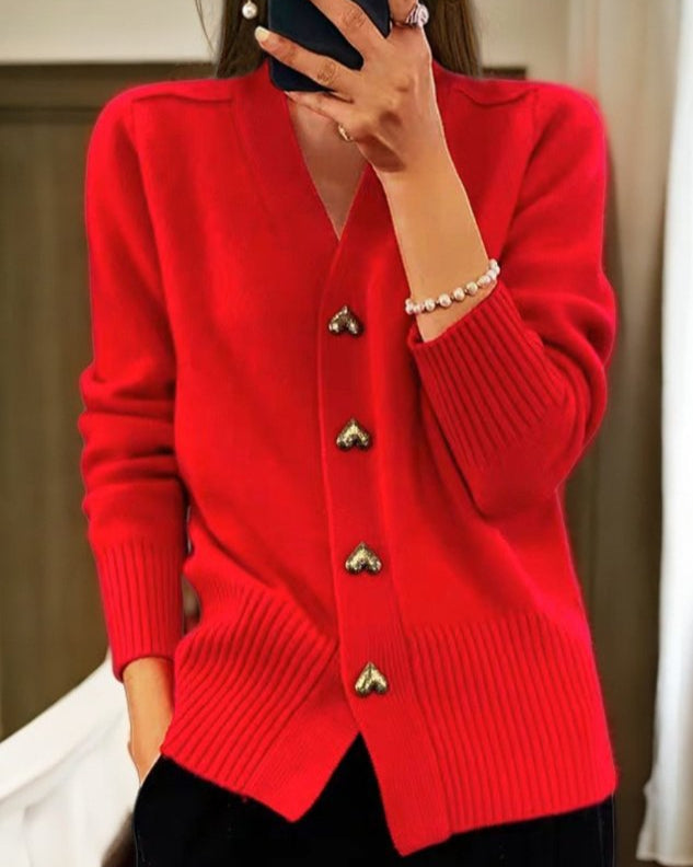 Belvenza | Cardigan Elegante in Maglia Grigia