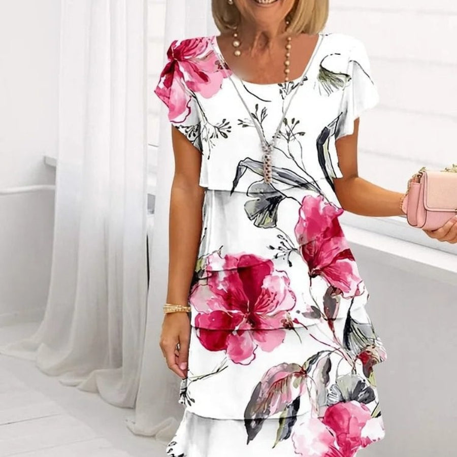 Belvenza | Abito Elegante Floreale con Scollo a V