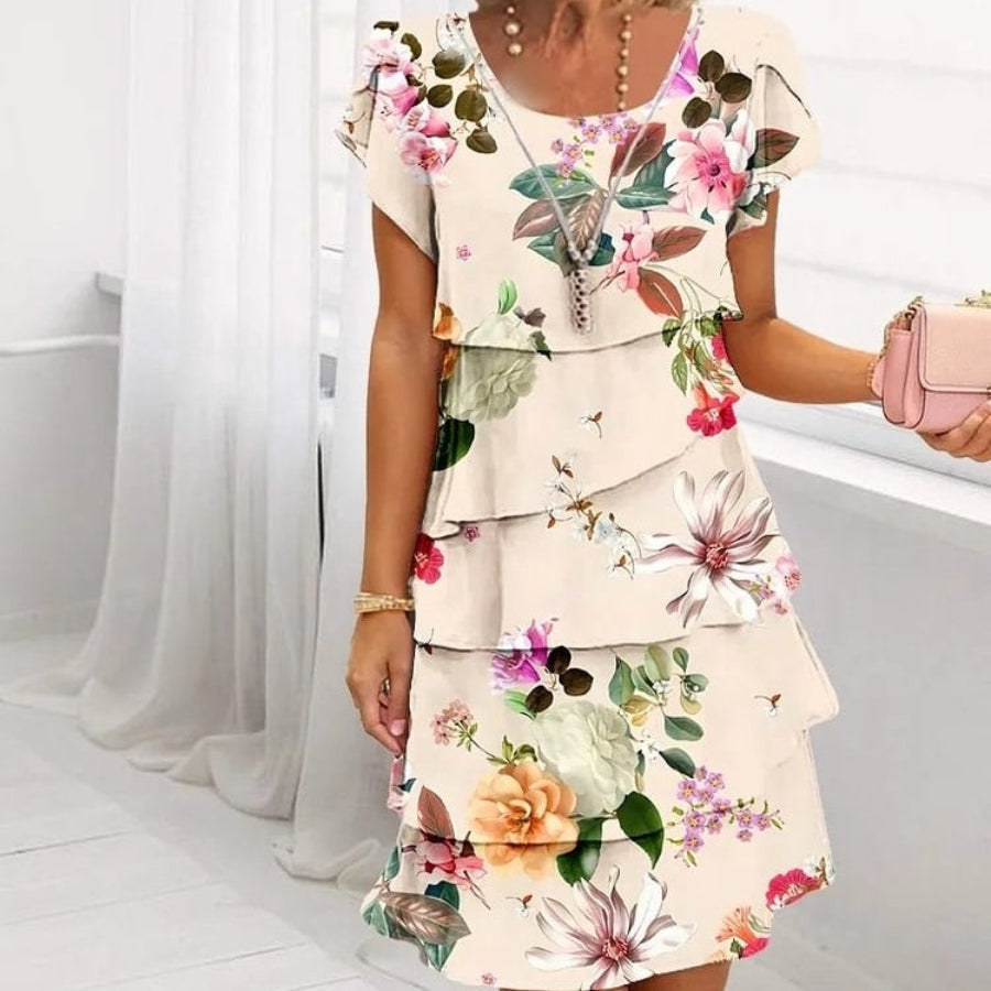 Belvenza | Abito Elegante Floreale con Scollo a V