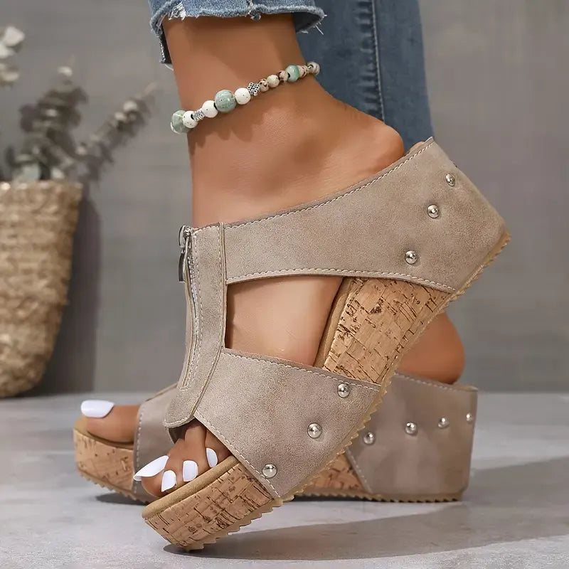 Belvenza | Sandali con Zeppa Eleganti Neri