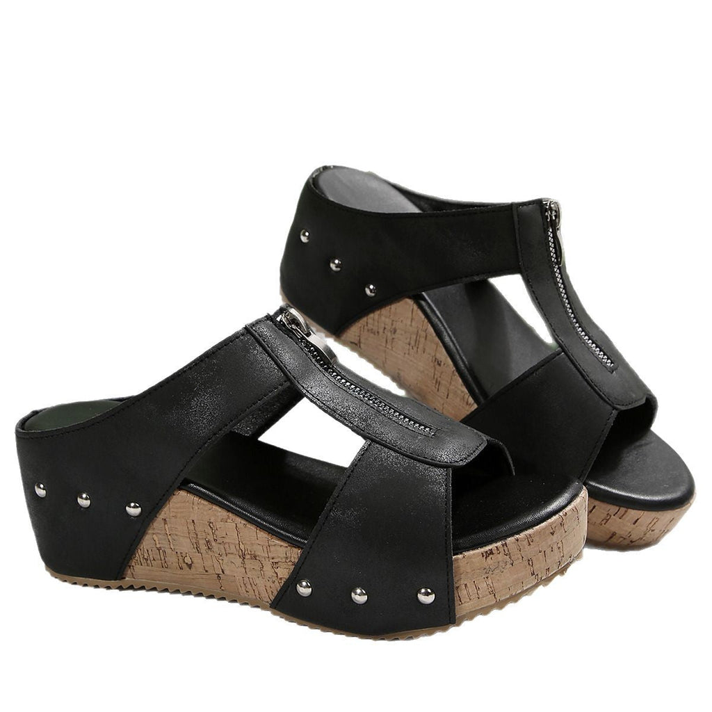 Belvenza | Sandali con Zeppa Eleganti Neri
