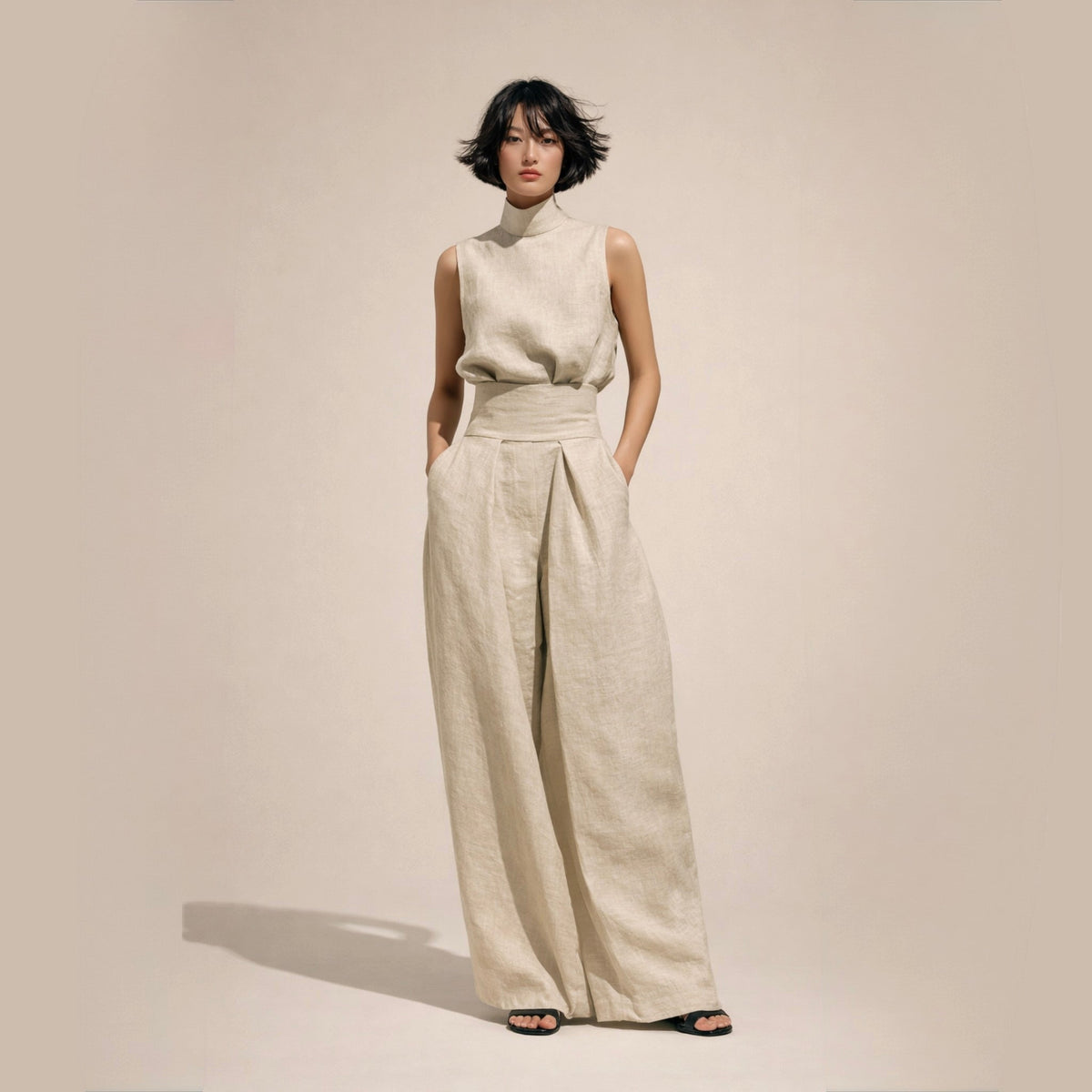 Belvenza | Elegante Tuta con Vita Alta in Nero