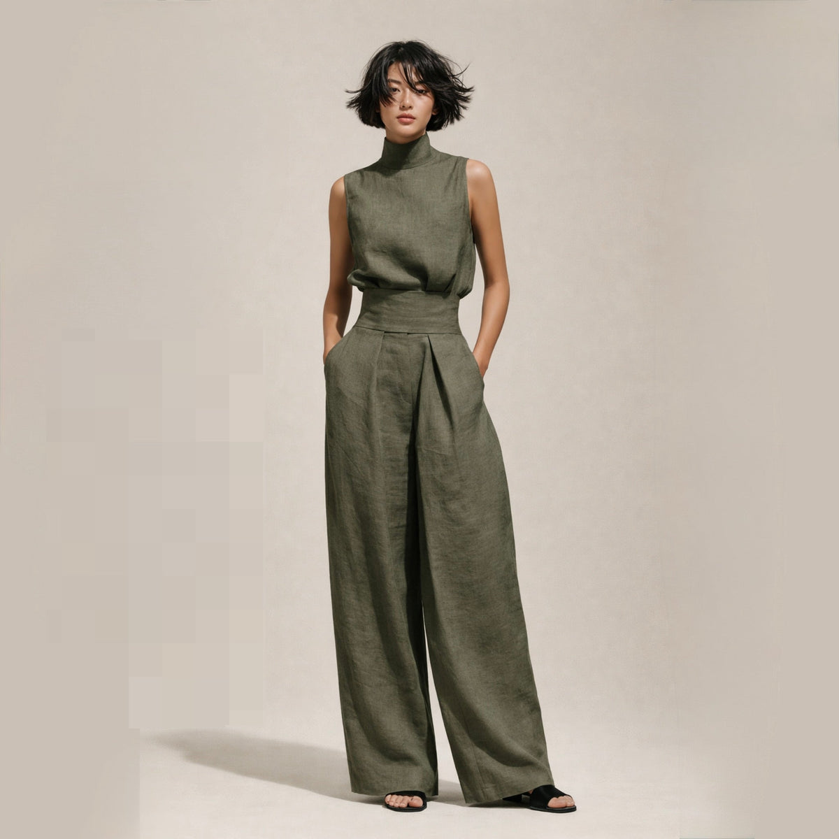Belvenza | Elegante Tuta con Vita Alta in Nero