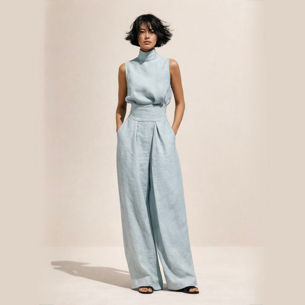Belvenza | Elegante Tuta con Vita Alta in Nero