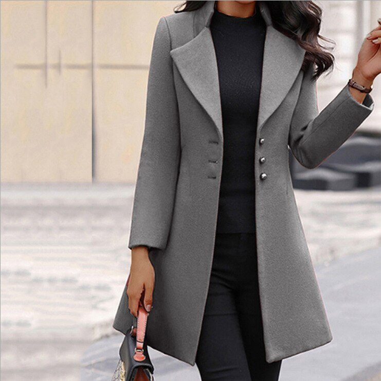 Belvenza | Cappotto Elegante in Tessuto Grigio