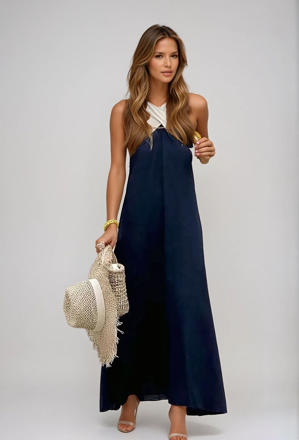Belvenza | Vestito con Scollo Incrociato in Blu