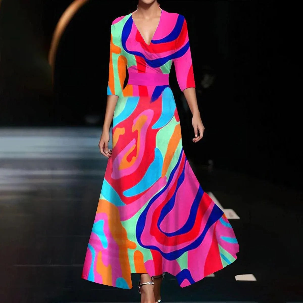 Belvenza | Vestito Elegante con Maniche di Lunghezza Media
