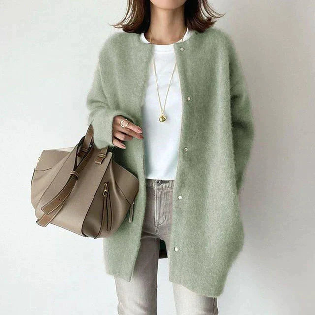 Belvenza | Cardigan Elegante in Maglia Grigia